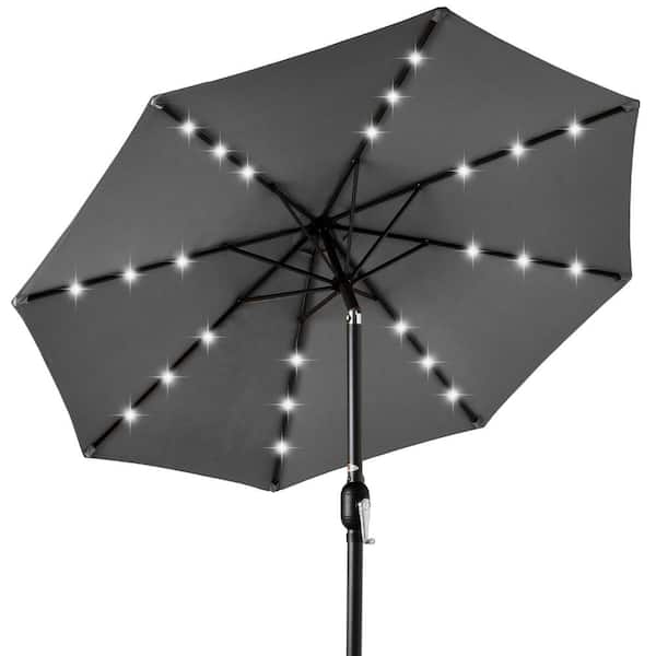 Best Choice Products 10 ft. Market Solar LED Lighted Tilt Patio Umbrella w/UV-Resistant Fabric in Gray