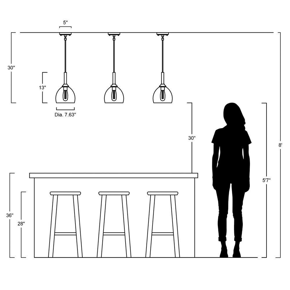 Alys 7.63" Modern Rustic Iron & Clear Glass LED Pendant - Black