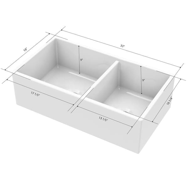 CHESHIRE 33 in. White Fireclay Farmhouse Apron Front Undermount