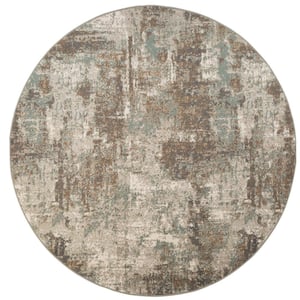 Alpine Bella Light Brown 7 ft. 10 in. x 7 ft. 10 in. Round Abstract Polypropylene Area Rug