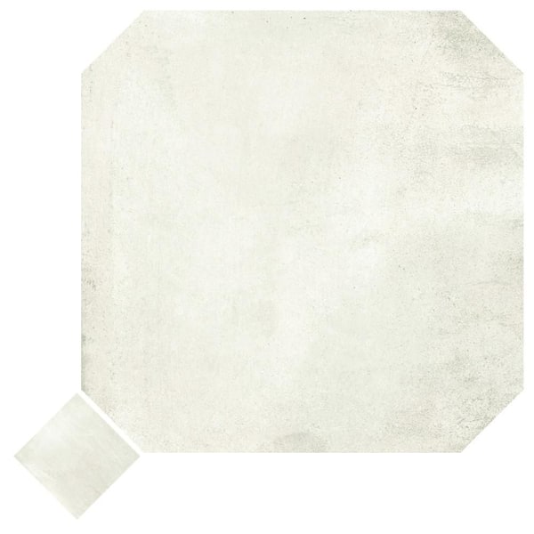 Merola Tile Laverton Octagon Nieve with Taco Nieve 8 in. x 8 in. Porcelain Floor and Wall Take Home Tile Sample
