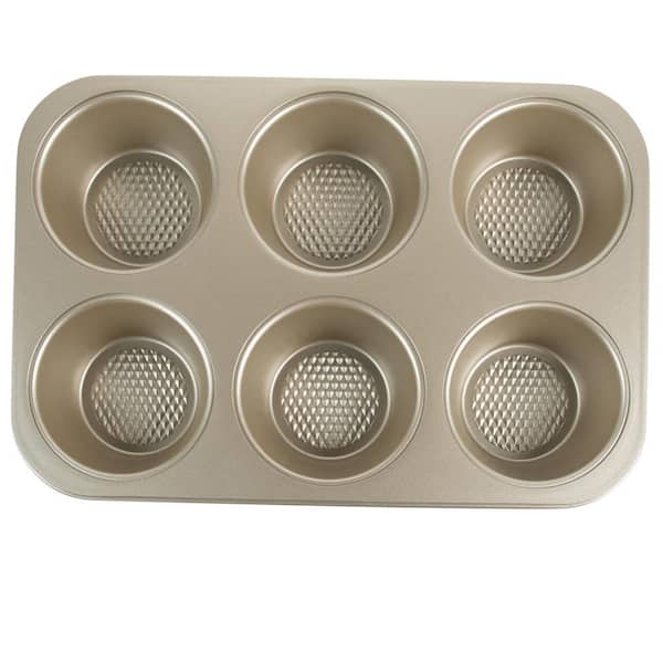 Pastry Tek Silver Aluminum Cupcake / Muffin Pan - 6-Compartment - 9 1/2 inch x 6 1/2 inch x 1 1/2 inch - 25 Count Box, Size: 9.5 in