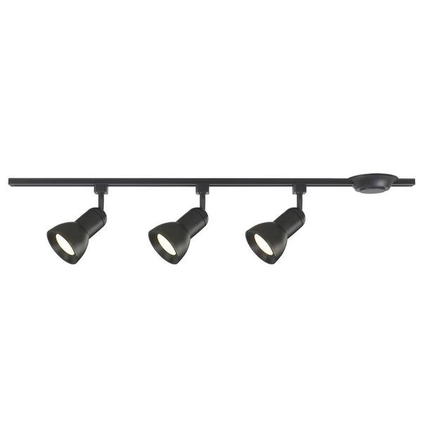 Photo 1 of 44 in. 3-Light Medium Step Black Integrated LED Linear Track Lighting Kit