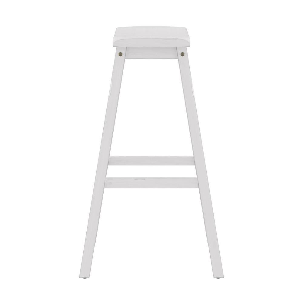 Sea White Wood Saddle Seat Backless Swivel Bar Stool