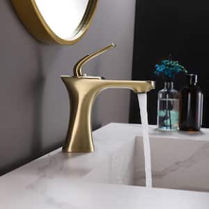 Single-Handle Single-Hole Bathroom Faucet in Brushed Gold