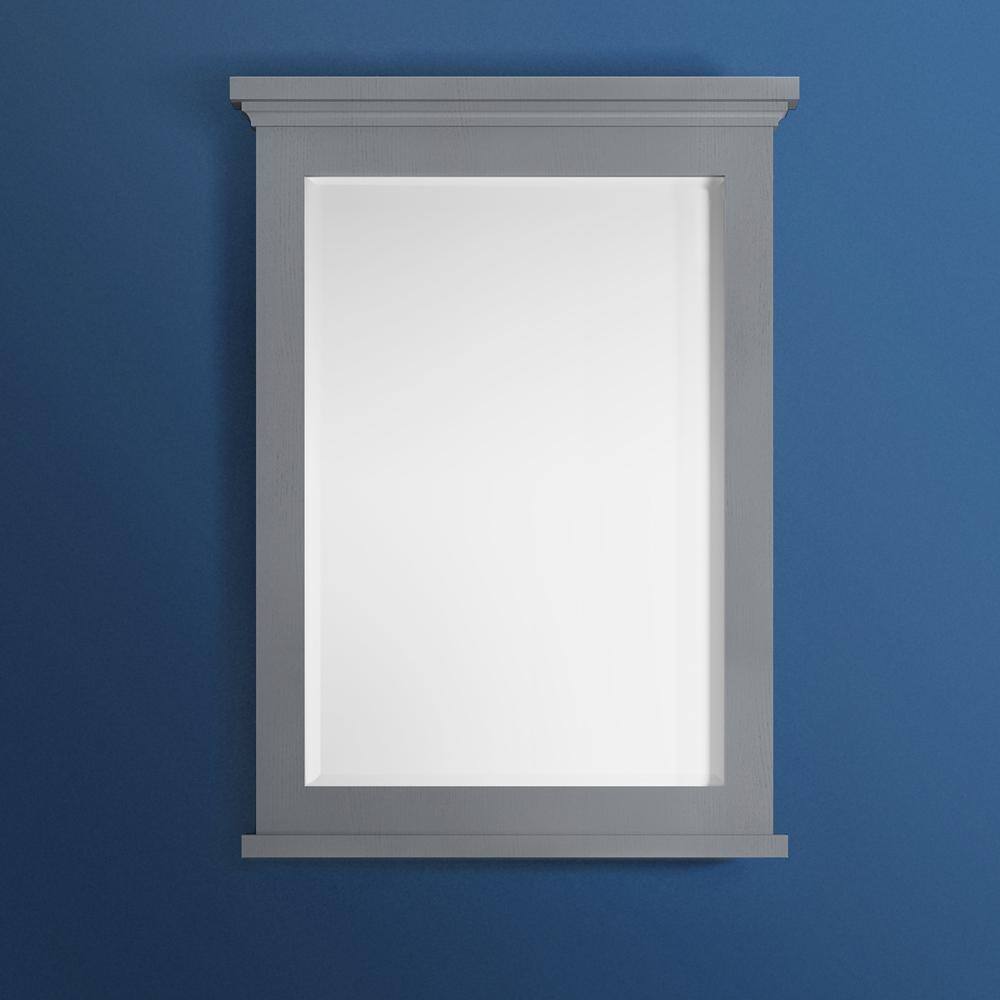 Elegant Shaker-Style 30" Rectangular Wood Bathroom Vanity Mirror in Gray