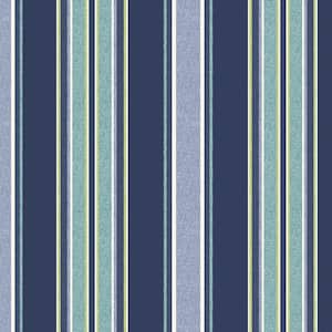 16 x 16 Sapphire Aurora Blue Stripe Square Outdoor Throw Pillow (2-Pack)