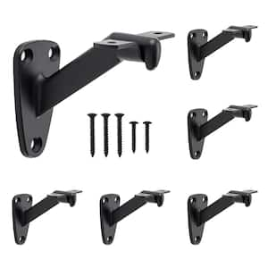 Matte Black Heavy-Duty Handrail Stair Brackets, Hand Rail Bracket for Stairways Handrail, Staircase Bracket (6-Pack)