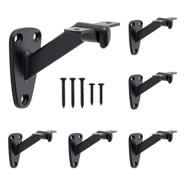 Angel Sar Matte Black Heavy-Duty Handrail Stair Brackets, Hand Rail Bracket for Stairways Handrail, Staircase Bracket (6-Pack)