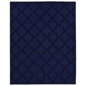 Quatro Navy 12 ft. x 15 ft. Cut-loop Trellis Area Rug