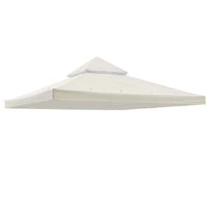 10 ft. x 10 ft. Ivory Gazebo Canopy Top Replacement 2 Tier Patio Pavilion Cover UV 30 Sunshade