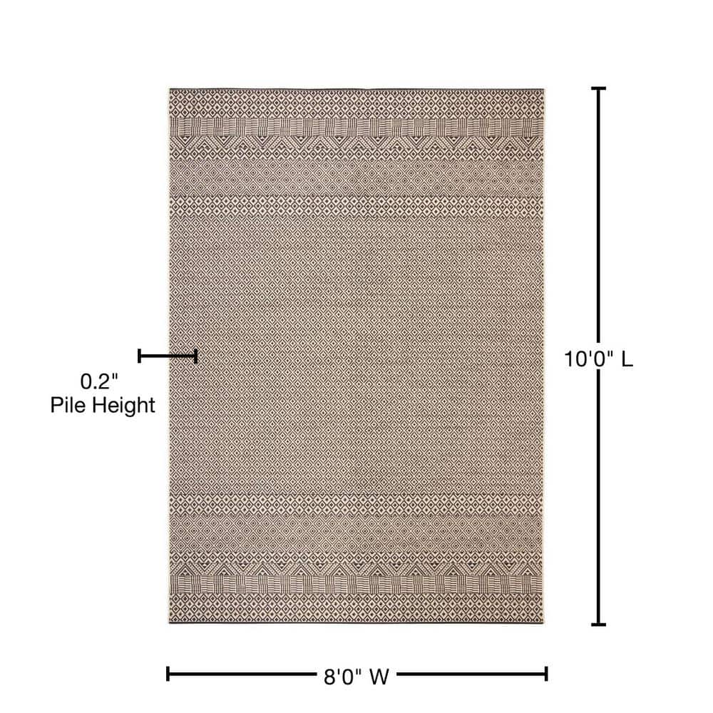 Courtyard Contemporary Black Synthetic 8' x 10' Easy-Care Area Rug