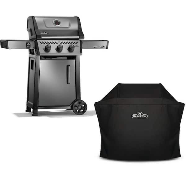 Freestyle 365 3-Burner Propane Gas Grill in Graphite Grey with Grill Cover