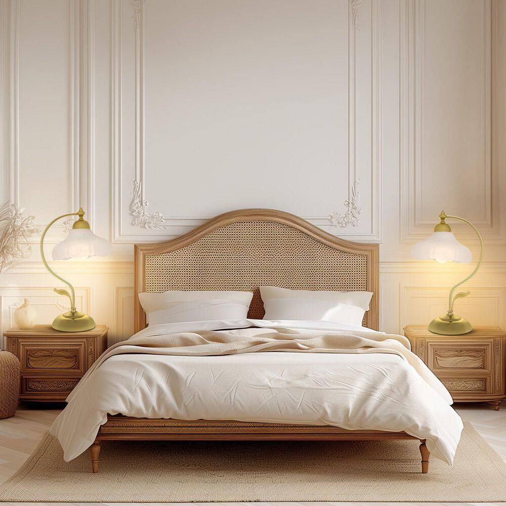17.32 in. Gold Metal Table Lamps With Glass Petal Shade Vintage Flower Night Lamps price history on PriceWatchPro