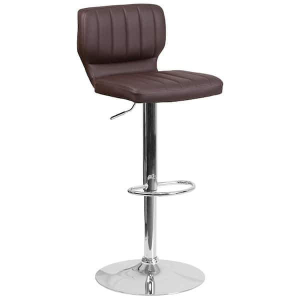 Flash Furniture Adjustable Height Brown Cushioned Bar Stool