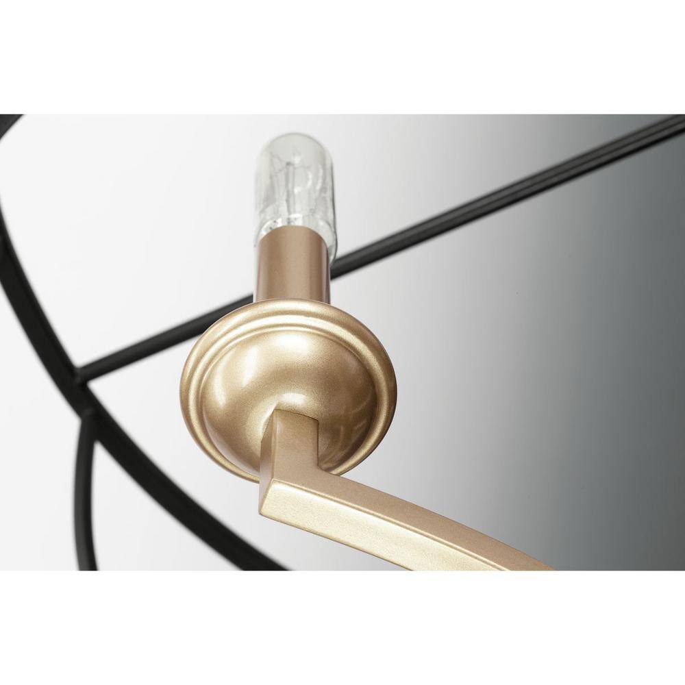 Landree Black and Brass Geometric Cage 3-Light Chandelier