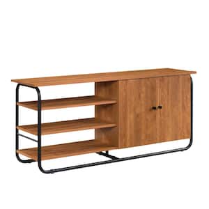 62.008 in. Union Plain Prairie Cherry Entertainment Credenza Fits TV's up to 65 in. with Doors and Open Shelves