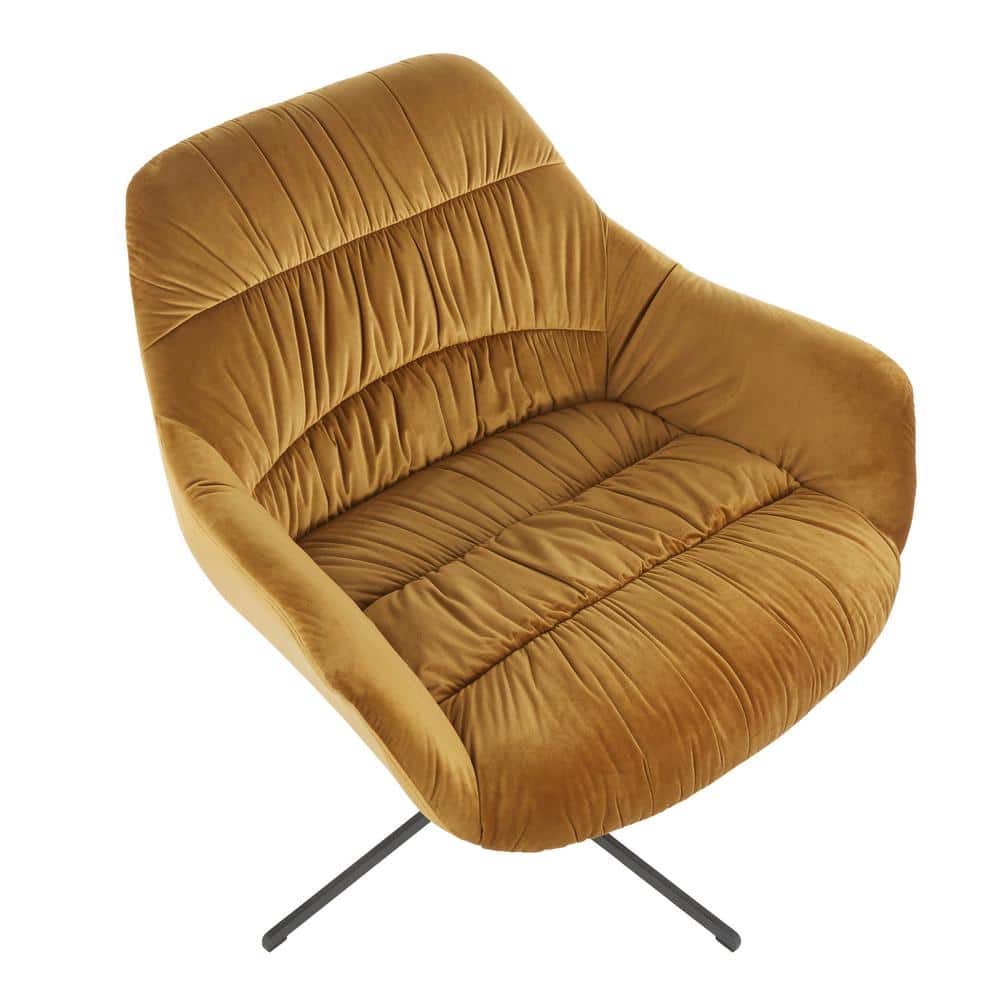 Chartreuse Velvet Swivel Accent Chair with Black Metal Base
