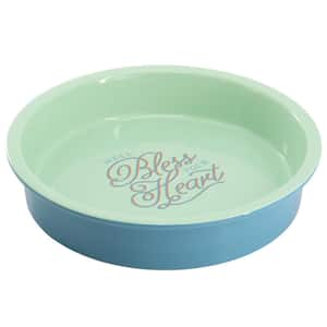 Breakfast 9 in. Round Stoneware Pie Pan in Teal