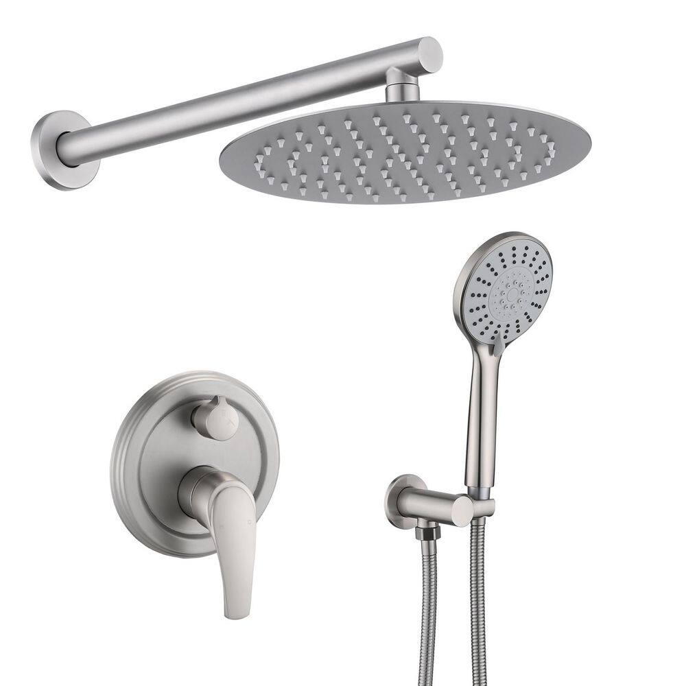 5-Spray 10 in. Wall Mounted Shower with Rain Shower Head and 5-Function Handheld Shower Head in Brushed Nickel price history on PriceWatchPro