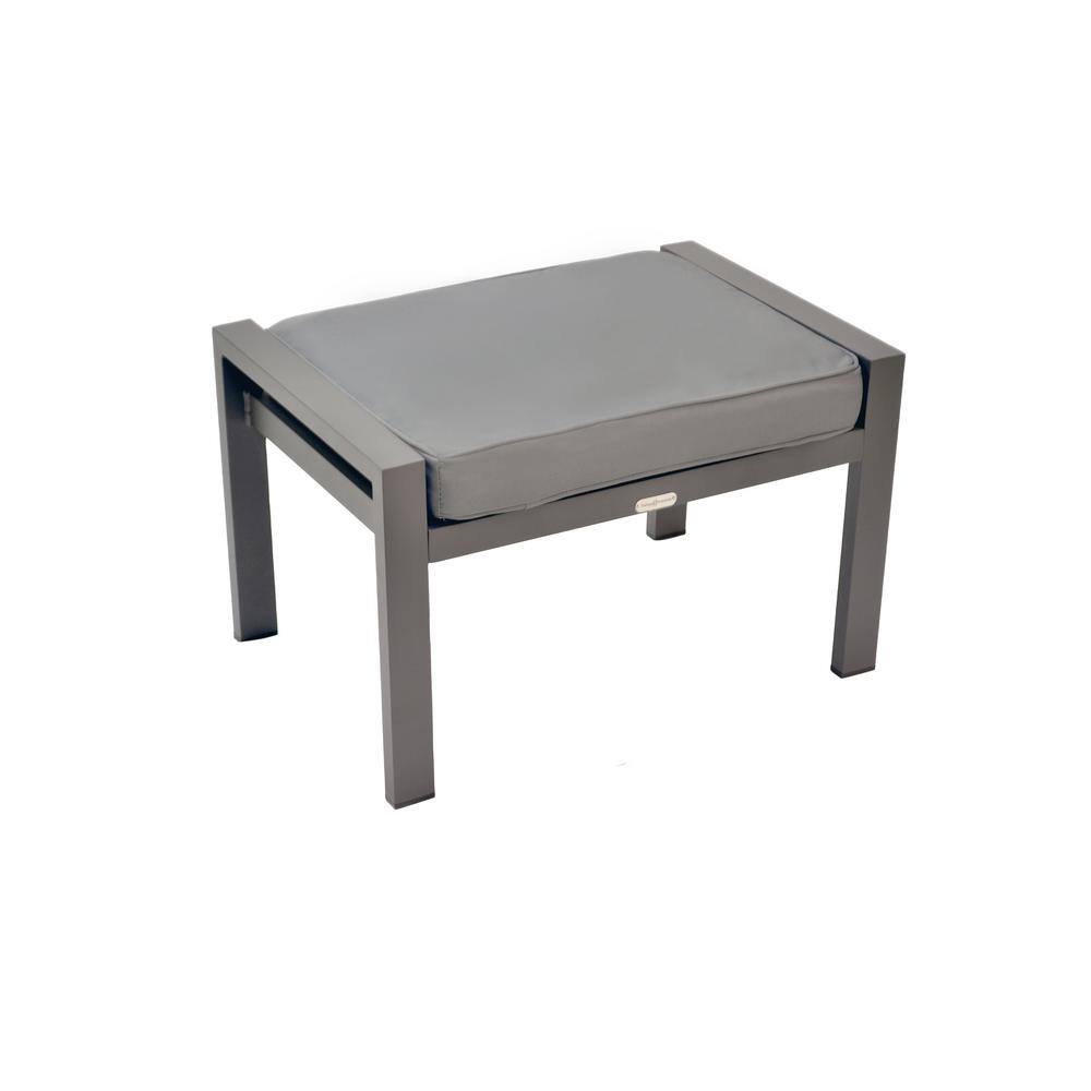 Lakeview Charcoal 17'' Modern Aluminum Outdoor Ottoman with Cushion