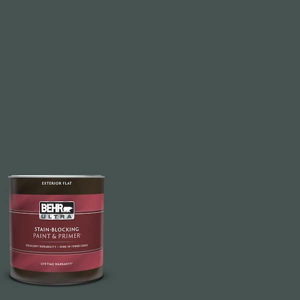 BEHR ULTRA 1 qt. MQ644 Black Evergreen Flat Exterior Paint & Primer
