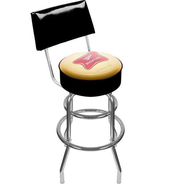 Trademark Miller High Life 30 in. Chrome Swivel Cushioned Bar Stool