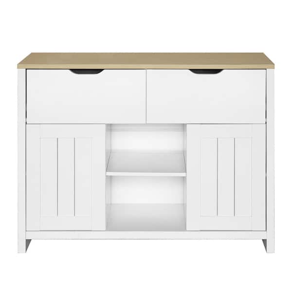 Unbranded White Storage Cabinet with 2-Drawers and 2-Doors and 2-Shelves