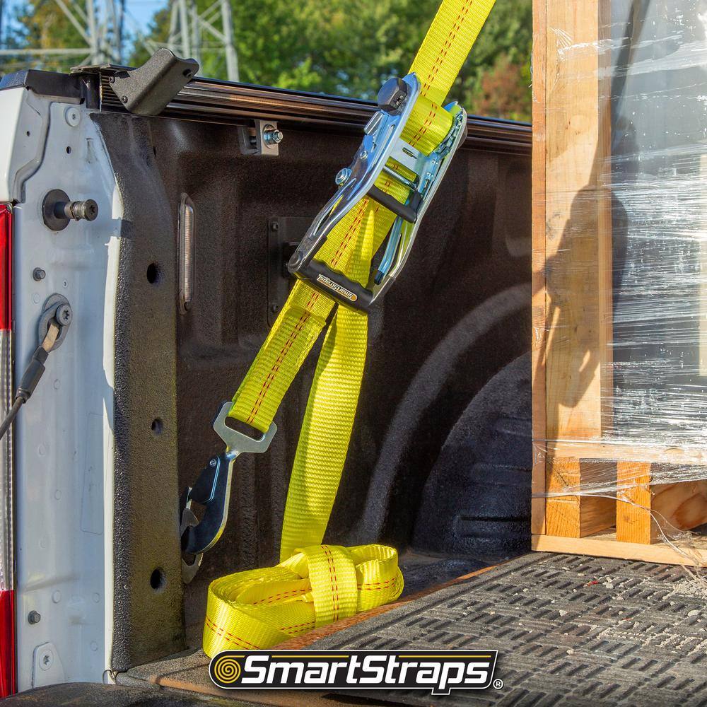 SmartStraps Heavy-Duty 8ft Yellow Ratchet Tie-Down Strap with Snap Hook