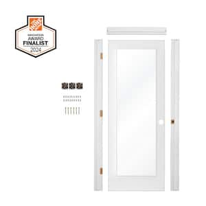 DIY RTA Kit 30 in. x 80 in. 1-Lite Left-Hand Clear Glass Solid Core MDF Primed Single Ready To Assemble Interior Door