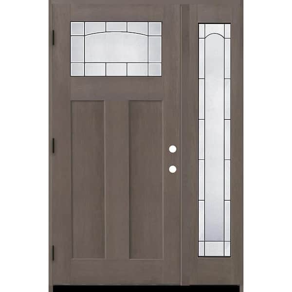 Regency 53 in. x 80 in. 1/4 TopL Empire Glass RHOS Ashwd Mahogany Fiberglass Prehung Front Door w/14in-Full SL 4-9/16
