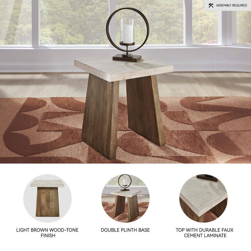 Brendalhouse 22 in. Light Brown Square MDF End Table - thumbnail 5