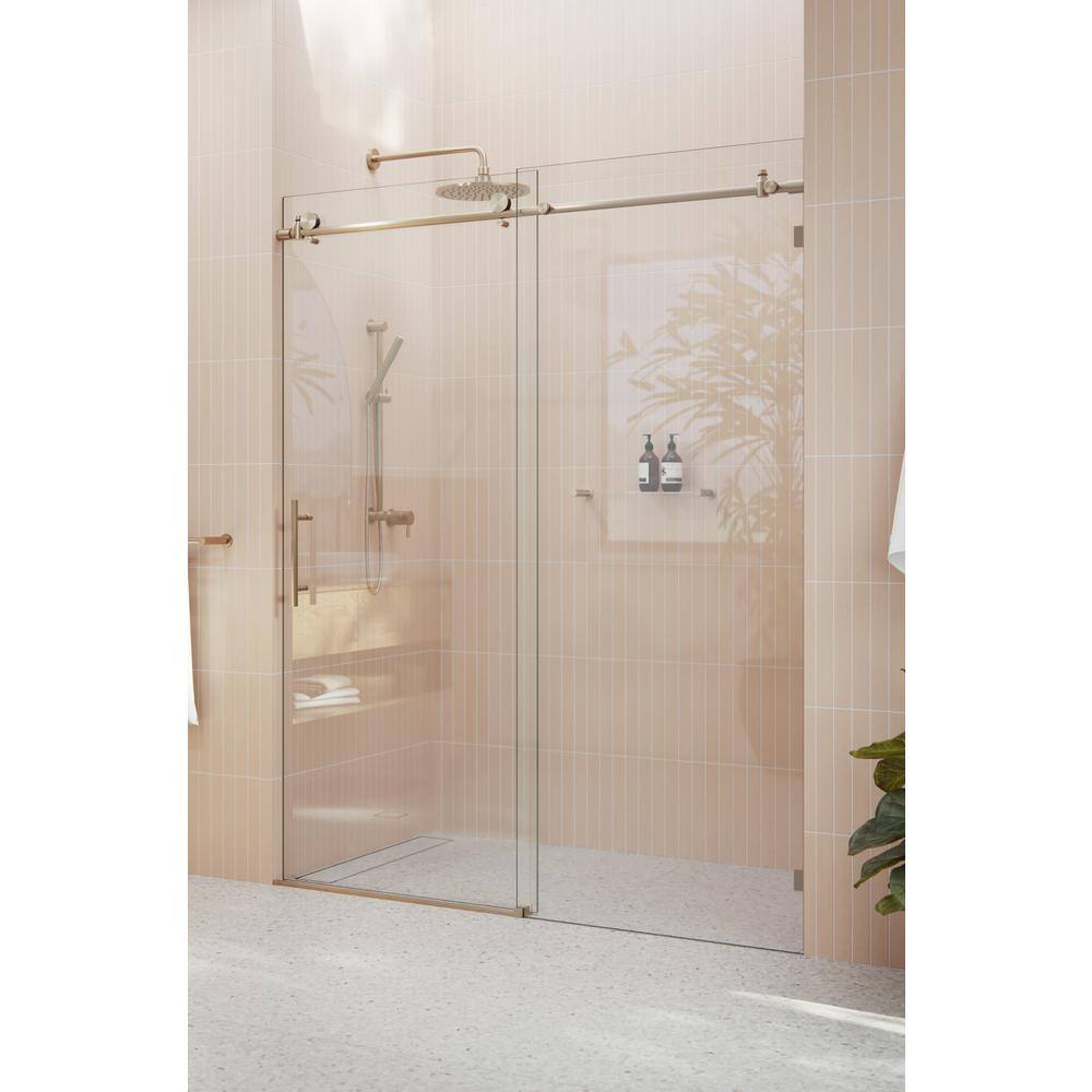 Eclipse Bronze Frameless Sliding Shower Door with Tempered Glass