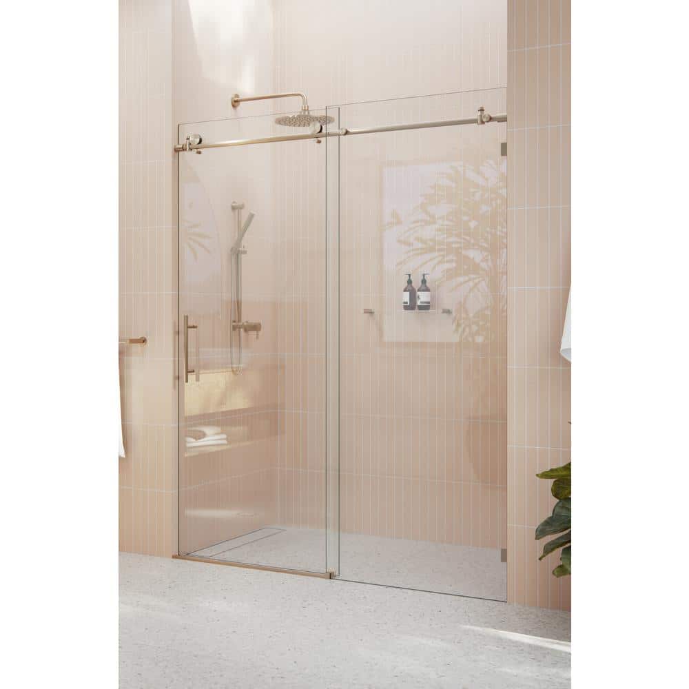 Eclipse Bronze Frameless Sliding Shower Door with Tempered Glass