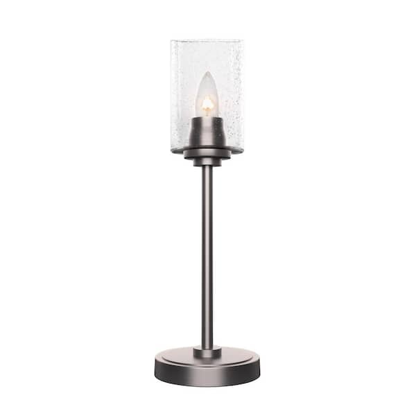 Unbranded Quincy 17.5 in. Graphite Accent Lamp with Clear Bubble Glass Shade