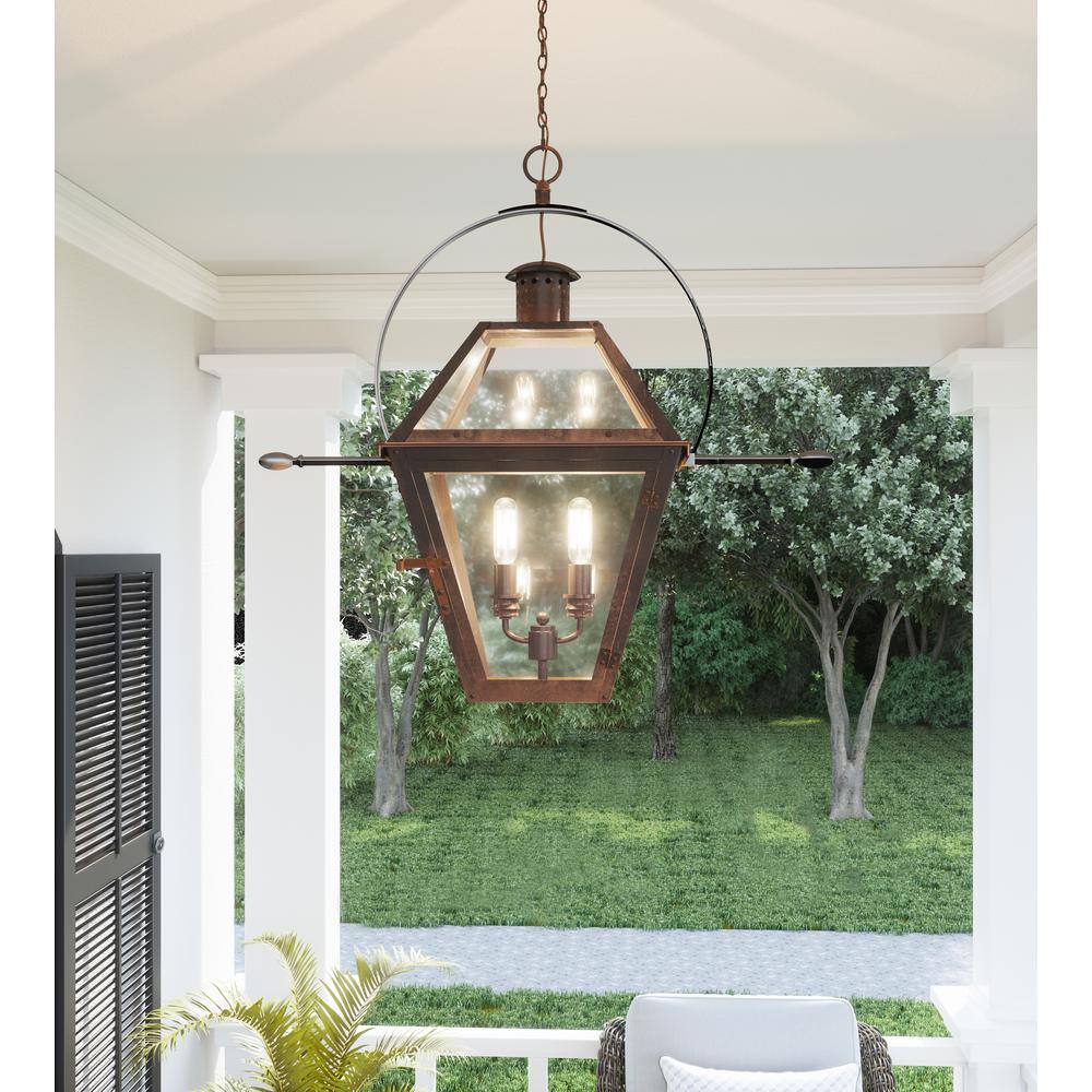 Quoizel 23.5" Industrial Bronze Outdoor Pendant with Clear Glass