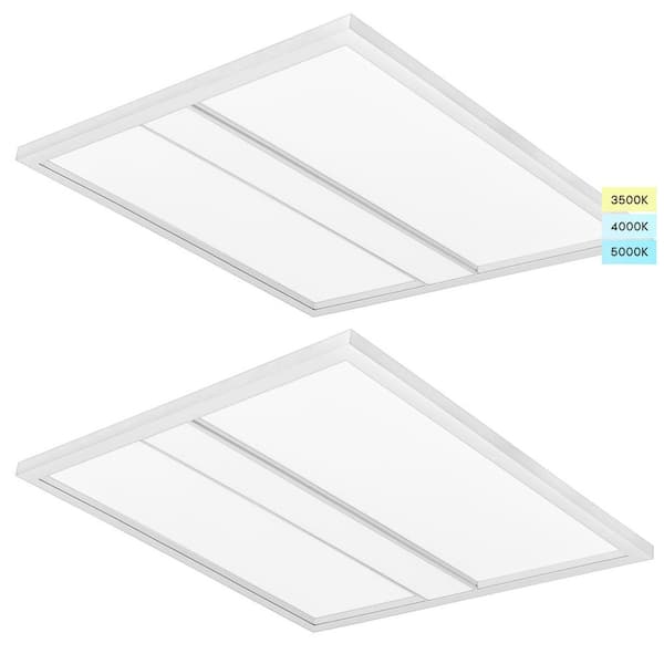 LUXRITE 2 ft. x 2 ft. 2750/3300/3850 Lumens Integrated LED Panel-Light 3 Color Options 3500K/4000K/5000K Dimmable (2-Pack)