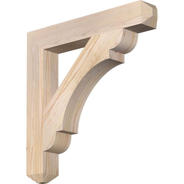 Ekena Millwork 3.5 in. x 24 in. x 24 in. Douglas Fir Olympic Craftsman Smooth Bracket