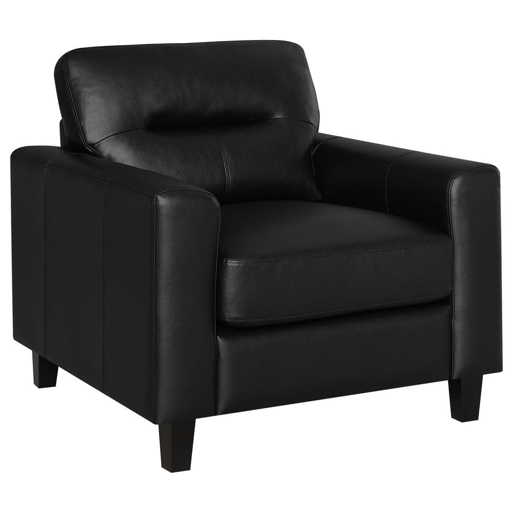 新品　Style Chair ST ブラック Coaster Scotland Black Faux Leather Upholstered Track Arm Chair