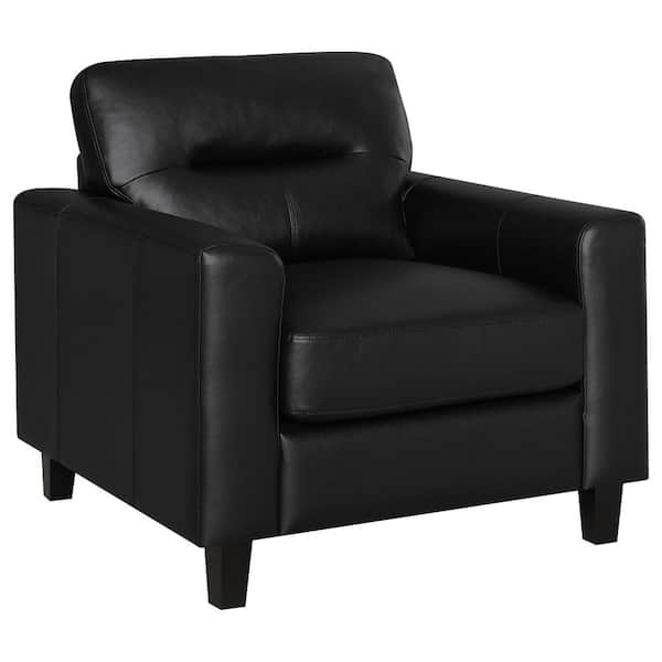Scotland Black Faux Leather Upholstered Track Arm Chair