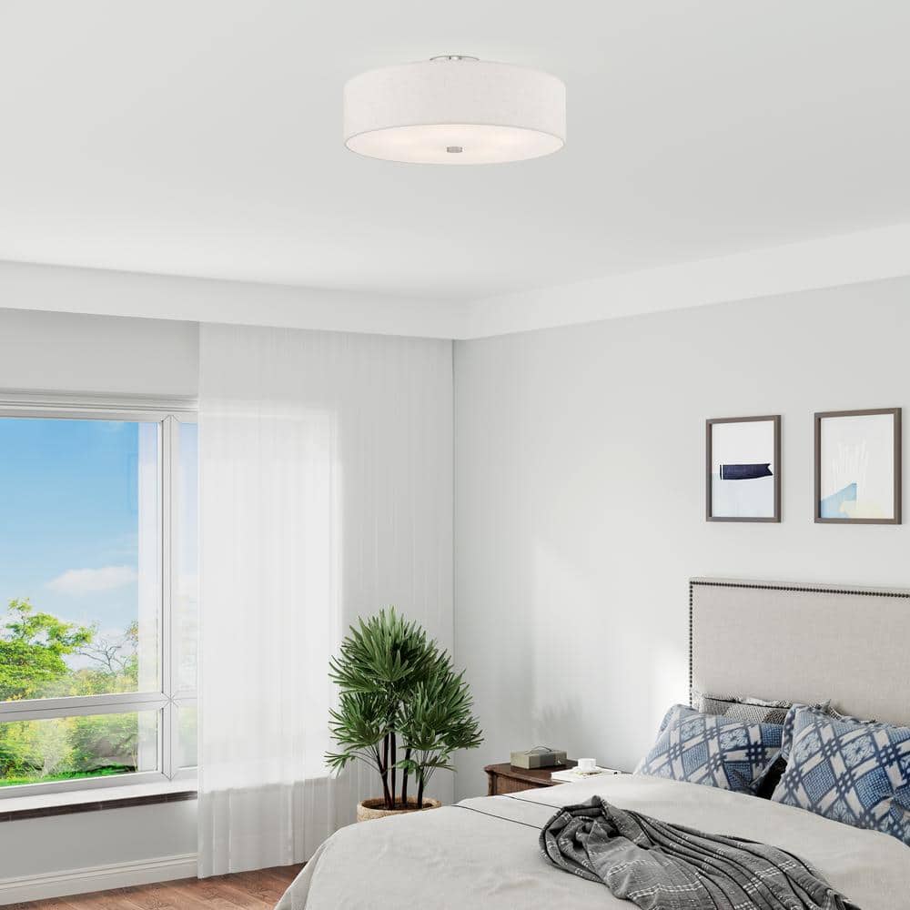Contemporary Indoor/Outdoor 5-Light Brushed Nickel Drum Ceiling Fixture