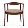 Furniture of America Shelun I Rich Walnut Fabric Upholstered Dining Chairs with Rounded Back and Arm Rest (Set of 2) IDF-30001WN-SC