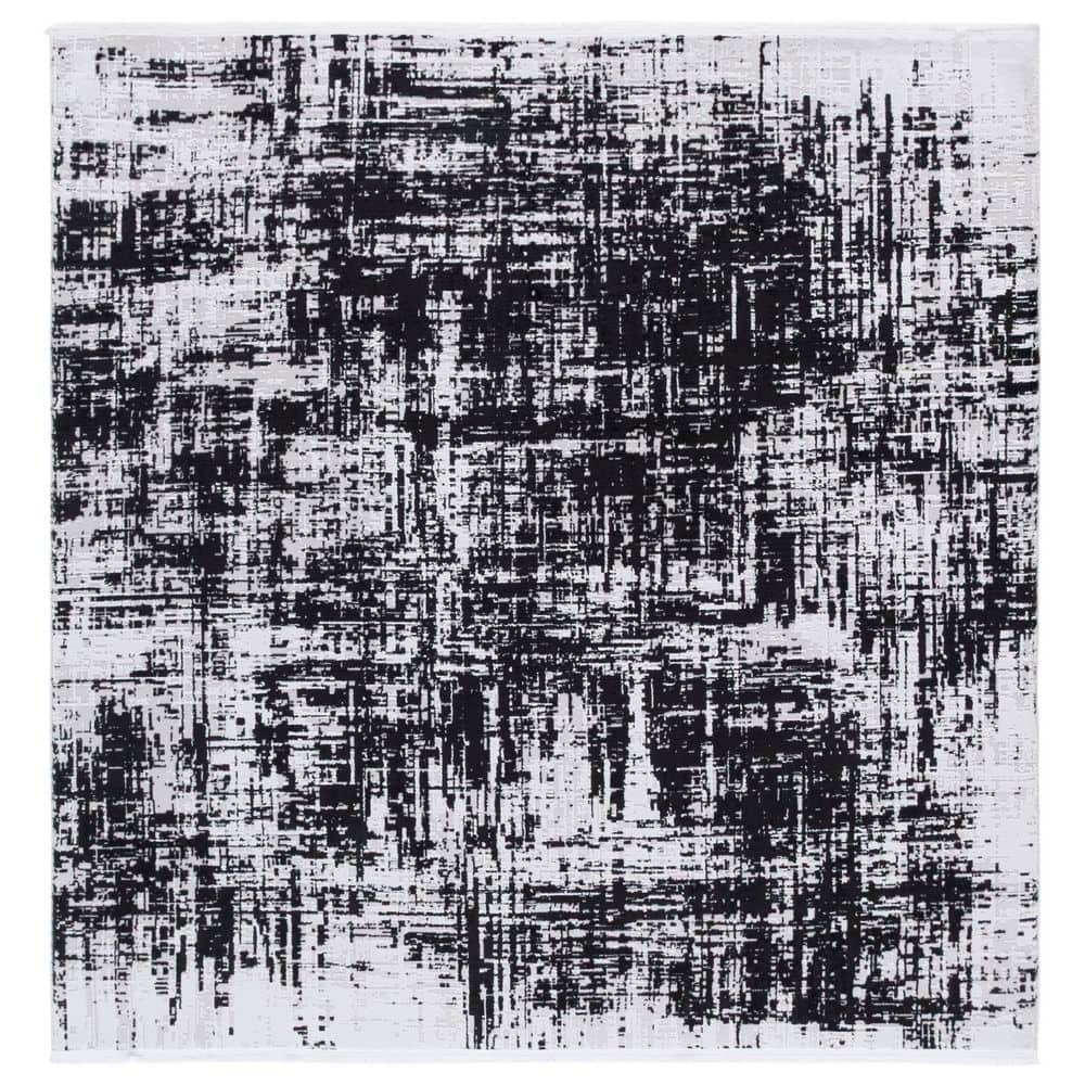 Mila 7 ft. x 7 ft. Ivory/Black Distressed Modern Square Area Rug price history on PriceWatchPro
