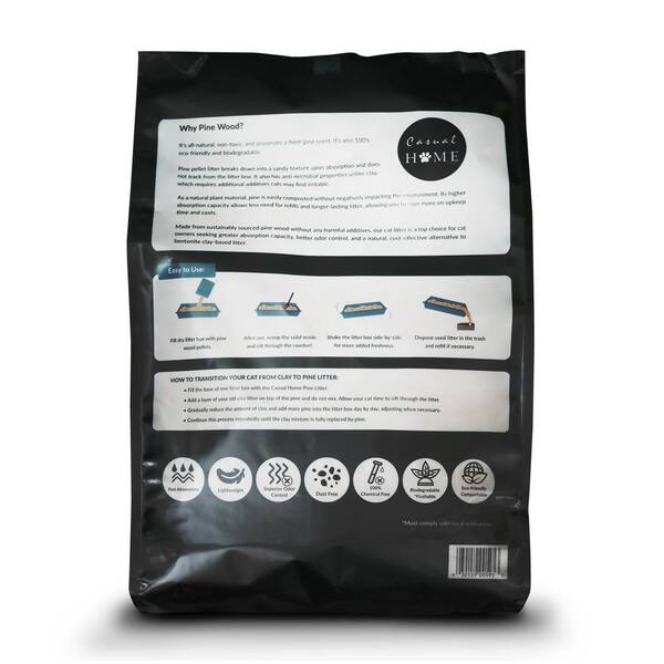Casual Home 20 lbs. 100% Natural Pine Pellet Unscented Non-Clumping Cat  Litter CL000-10 - The Home Depot