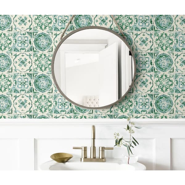 Tommy Bahama Azulejos Tile Jade Vinyl Peel and Stick