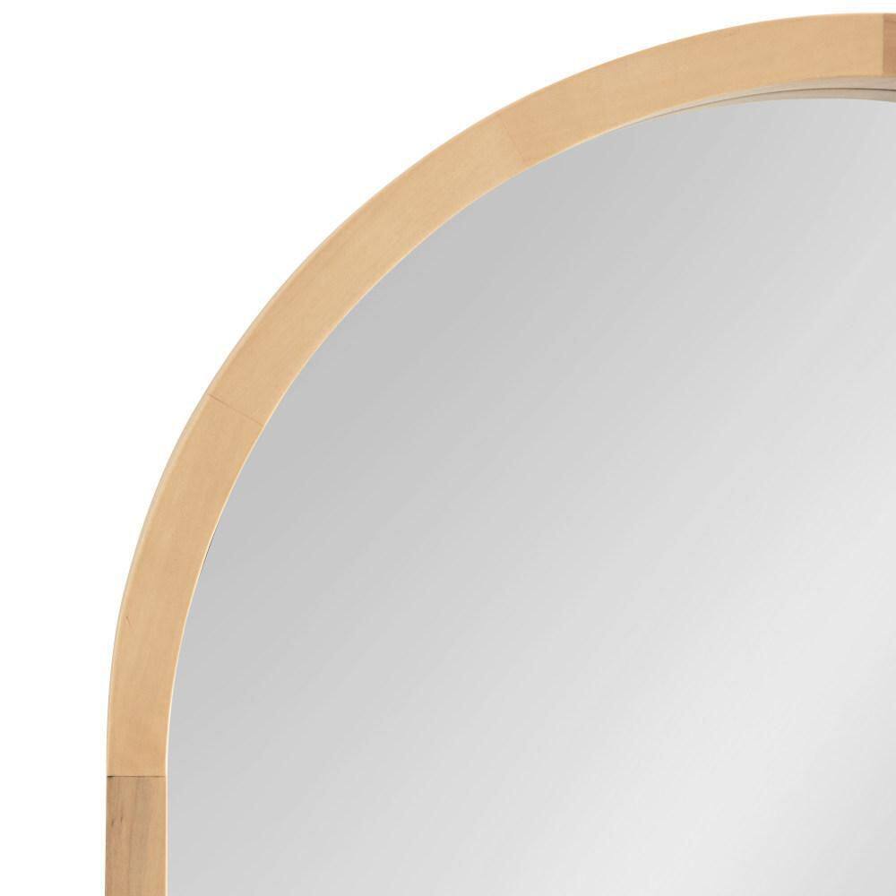 Natural Wood Arched Vanity Mirror with Deep Profile