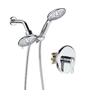 2-in-1 Single Handle 6-Spray Shower Faucet 1.8 GPM with High Pressure Dual Shower Heads Shower System in Chrome