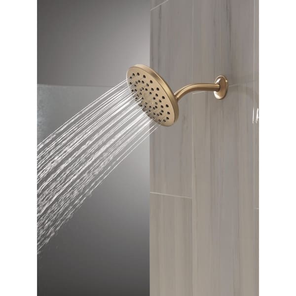 PivotPro Gold 1-Spray Patterns 7 in. Wall Mount Fixed Shower Head in Champagne Bronze