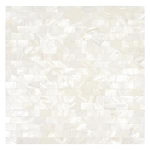 Nacreous Pearl White Subway 11.81 in. x 11.81 in. 3mm Glass Peel, Stick Backsplash Tiles (8-Piece/7.68 sq. ft. Per Case)