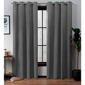 Academy Charcoal Solid Blackout Grommet Top Curtain, 52 in. W x 84 in. L (Set of 2)